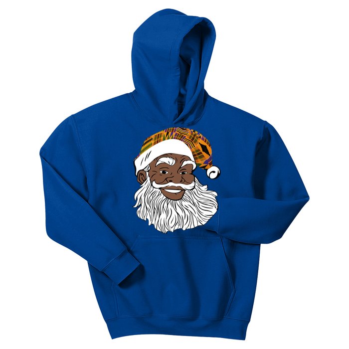 Black Jolly Santa African American Santa Kente Gift Kids Hoodie