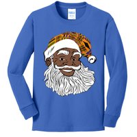 Black Jolly Santa African American Santa Kente Gift Kids Long Sleeve Shirt