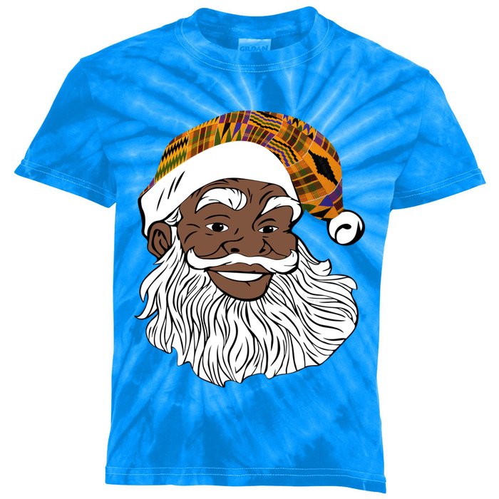 Black Jolly Santa African American Santa Kente Gift Kids Tie-Dye T-Shirt