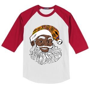 Black Jolly Santa African American Santa Kente Gift Kids Colorblock Raglan Jersey