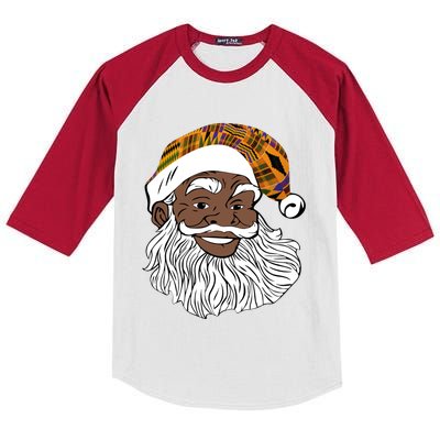 Black Jolly Santa African American Santa Kente Gift Kids Colorblock Raglan Jersey