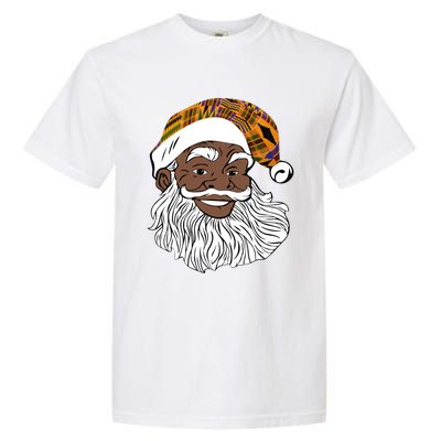 Black Jolly Santa African American Santa Kente Gift Garment-Dyed Heavyweight T-Shirt