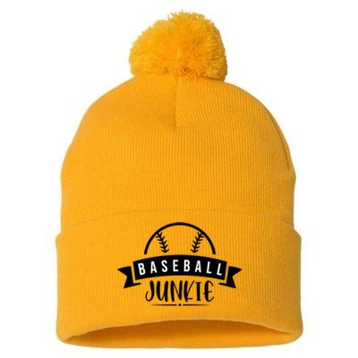 Baseball Junkie Sport Quotes Gift Pom Pom 12in Knit Beanie