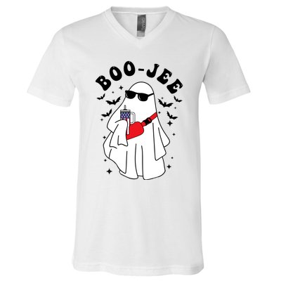 Boo Jee Spooky Season Cute Ghost Halloween Costume Boojee V-Neck T-Shirt