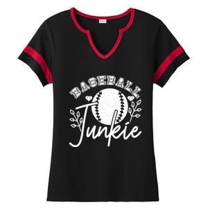 Baseball Junkie Sport Humor Funny Gift Ladies Halftime Notch Neck Tee