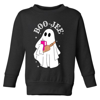Boo Jee Spooky Season Cute Ghost Halloween Costume Boujee Toddler Sweatshirt
