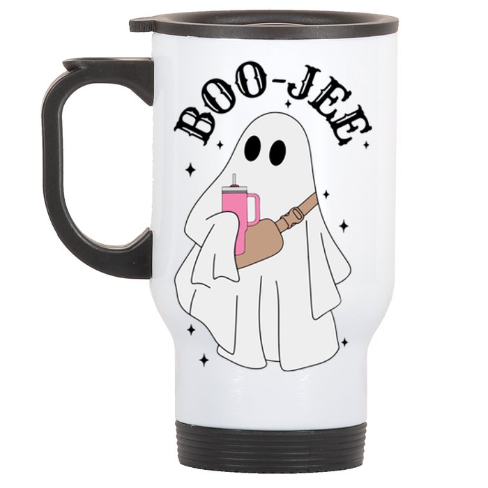 Boo Jee Spooky Season Cute Ghost Halloween Costume Boujee Stainless Steel Travel Mug