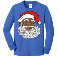 Black Jolly Santa Gift Fun African American Santa Kids Long Sleeve Shirt