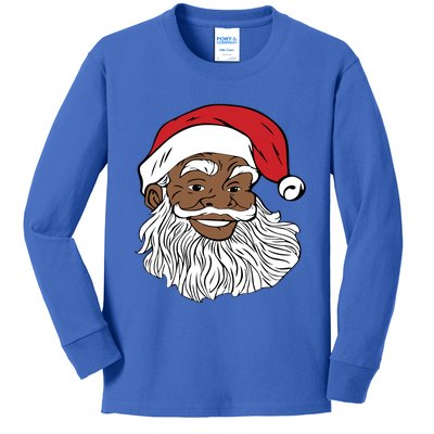 Black Jolly Santa Gift Fun African American Santa Kids Long Sleeve Shirt