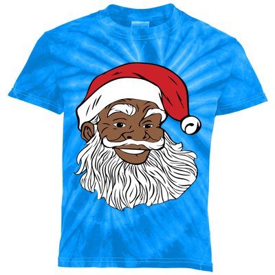 Black Jolly Santa Gift Fun African American Santa Kids Tie-Dye T-Shirt