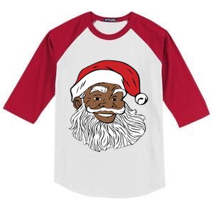 Black Jolly Santa Gift Fun African American Santa Kids Colorblock Raglan Jersey