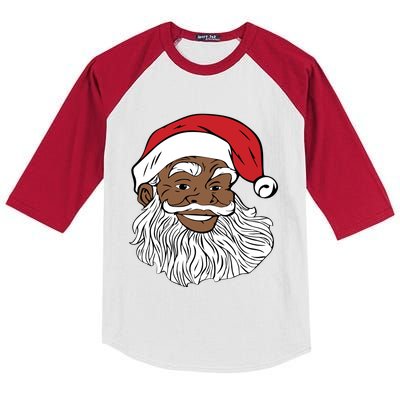 Black Jolly Santa Gift Fun African American Santa Kids Colorblock Raglan Jersey