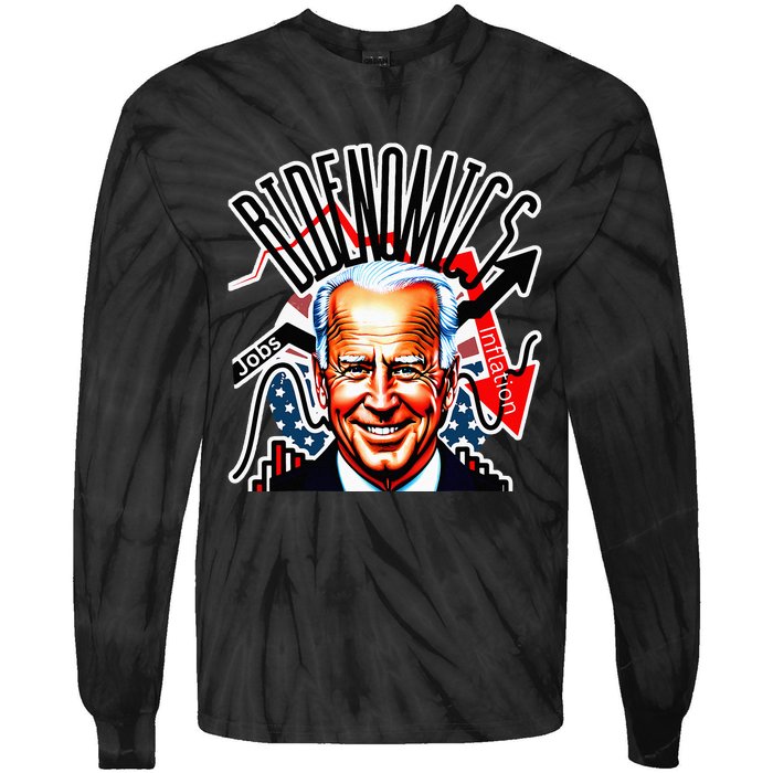 Bidenomics Jobs Up Inflation Down Tie-Dye Long Sleeve Shirt