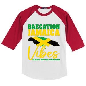 Baecation Jamaica Vibes Matching Couple Vacation Trip Kids Colorblock Raglan Jersey