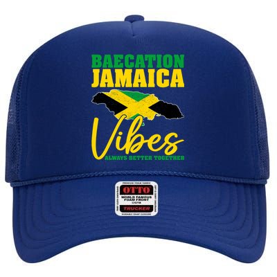 Baecation Jamaica Vibes Matching Couple Vacation Trip High Crown Mesh Back Trucker Hat