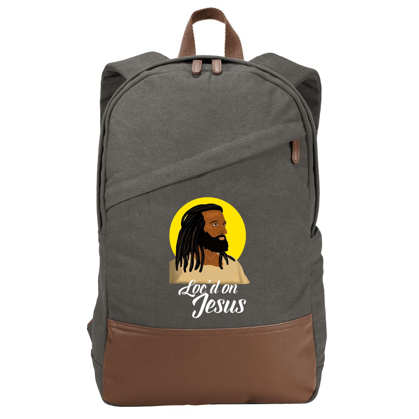 Black Jesus With Locs African American Christian Christmas Gift Cotton Canvas Backpack