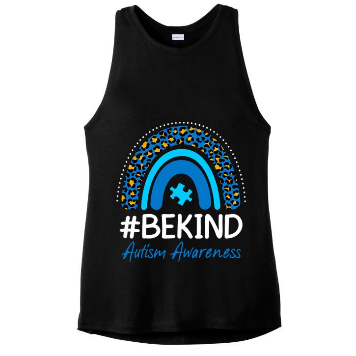 Be Kind Autism Awareness Puzzle Rainbow Ladies PosiCharge Tri-Blend Wicking Tank