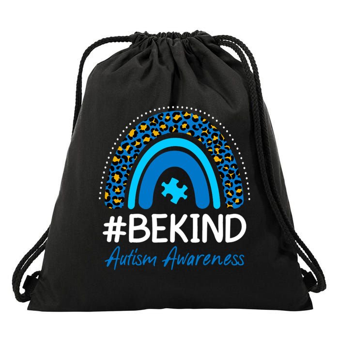 Be Kind Autism Awareness Puzzle Rainbow Drawstring Bag