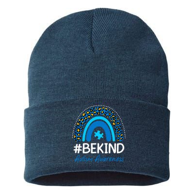 Be Kind Autism Awareness Puzzle Rainbow Sustainable Knit Beanie