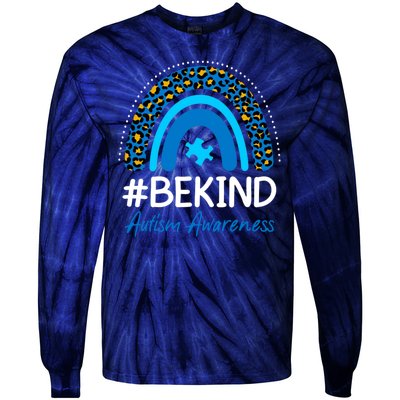 Be Kind Autism Awareness Puzzle Rainbow Tie-Dye Long Sleeve Shirt