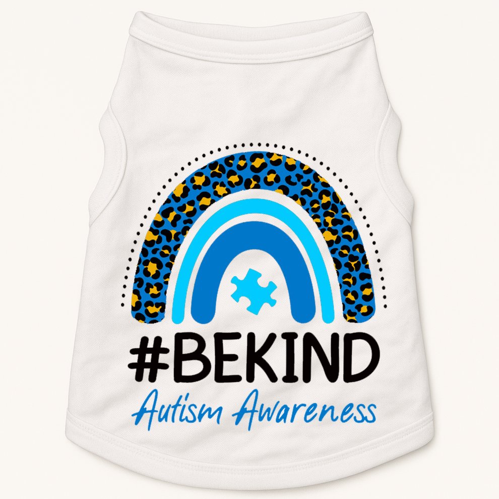 Be Kind Autism Awareness Puzzle Rainbow Doggie Tank