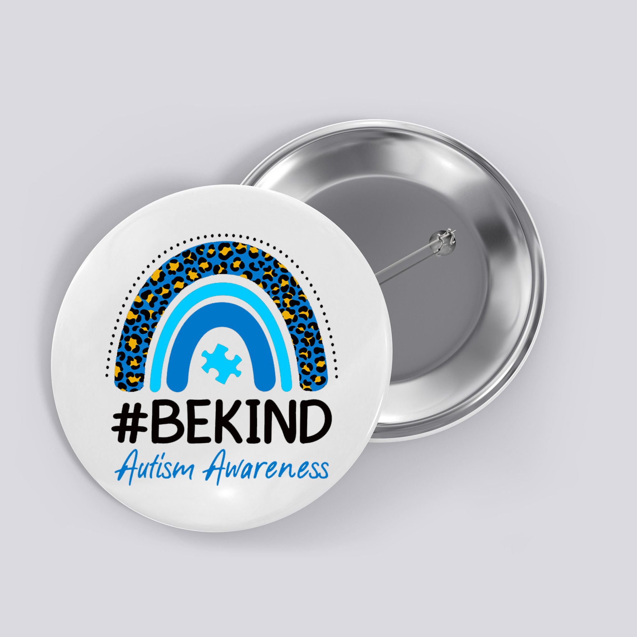 Be Kind Autism Awareness Puzzle Rainbow Button