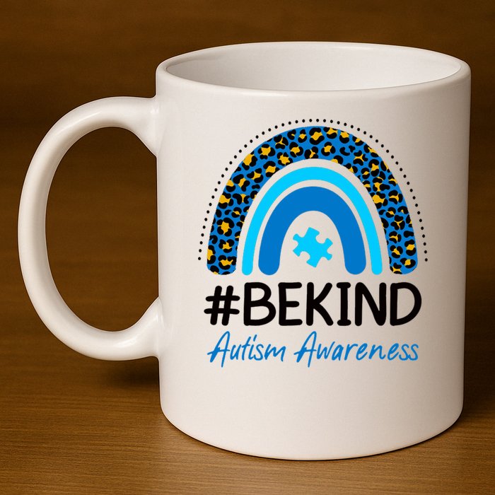 Be Kind Autism Awareness Puzzle Rainbow 11oz C Handle Ceramic Mug