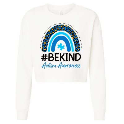 Be Kind Autism Awareness Puzzle Rainbow Cropped Pullover Crew