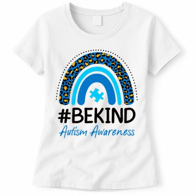 Be Kind Autism Awareness Puzzle Rainbow Womens T-Shirt