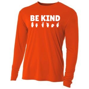 Be Kind Asl Sign Language Fingerspelling Hand Gestures Funny Gift Cooling Performance Long Sleeve Crew