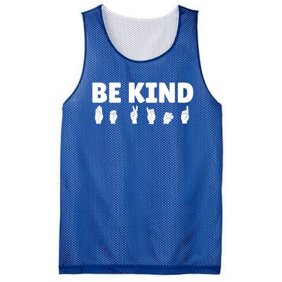 Be Kind Asl Sign Language Fingerspelling Hand Gestures Funny Gift Mesh Reversible Basketball Jersey Tank