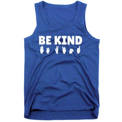 Be Kind Asl Sign Language Fingerspelling Hand Gestures Funny Gift Tank Top