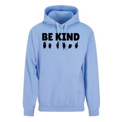 Be Kind Asl Sign Language Fingerspelling Hand Gestures Funny Gift Unisex Surf Hoodie