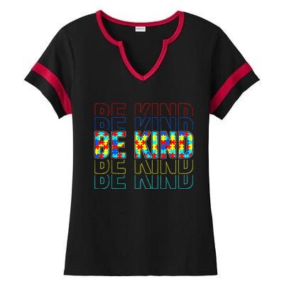 Be Kind Autism Awareness Special Education Autism Teacher Ladies Halftime Notch Neck Tee