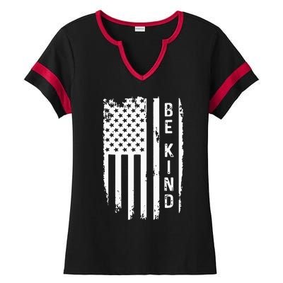 Be Kind American Flag Anti Bullying Unity Day Orange Ladies Halftime Notch Neck Tee