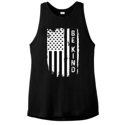 Be Kind American Flag Anti Bullying Unity Day Orange Ladies PosiCharge Tri-Blend Wicking Tank