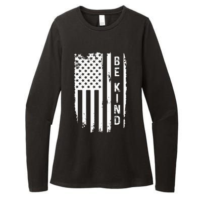 Be Kind American Flag Anti Bullying Unity Day Orange Womens CVC Long Sleeve Shirt