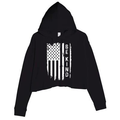 Be Kind American Flag Anti Bullying Unity Day Orange Crop Fleece Hoodie