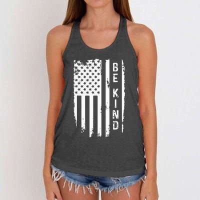 Be Kind American Flag Anti Bullying Unity Day Orange Women's Knotted Racerback Tank