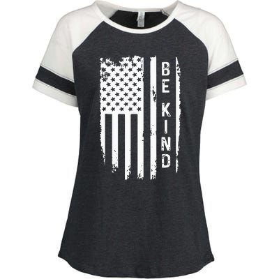 Be Kind American Flag Anti Bullying Unity Day Orange Enza Ladies Jersey Colorblock Tee