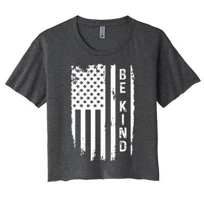 Be Kind American Flag Anti Bullying Unity Day Orange Women's Crop Top Tee