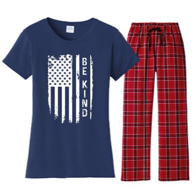 Be Kind American Flag Anti Bullying Unity Day Orange Women's Flannel Pajama Set