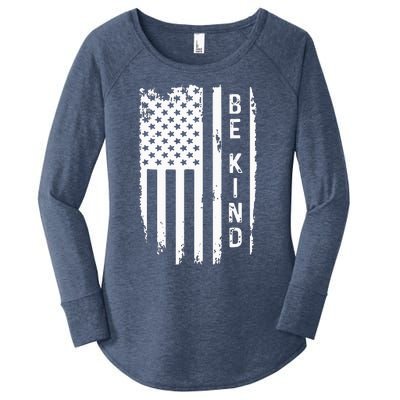 Be Kind American Flag Anti Bullying Unity Day Orange Women's Perfect Tri Tunic Long Sleeve Shirt