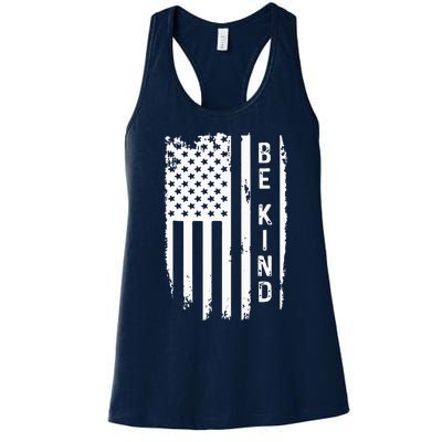 Be Kind American Flag Anti Bullying Unity Day Orange Women's Racerback Tank