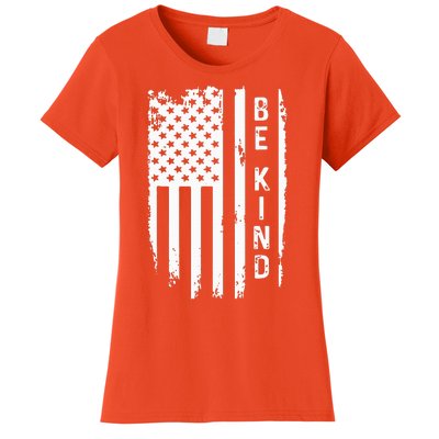 Be Kind American Flag Anti Bullying Unity Day Orange Women's T-Shirt