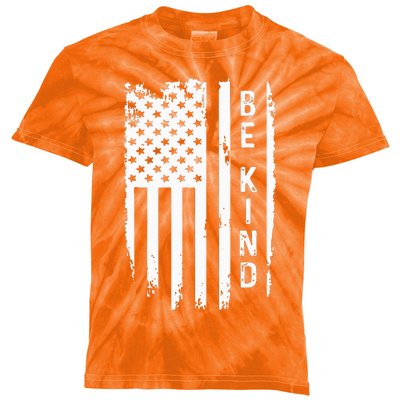 Be Kind American Flag Anti Bullying Unity Day Orange Kids Tie-Dye T-Shirt