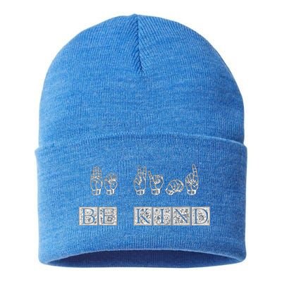 Be Kind American Sign Language Asl Funny Gift Sustainable Knit Beanie