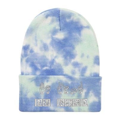 Be Kind American Sign Language Asl Funny Gift Tie Dye 12in Knit Beanie