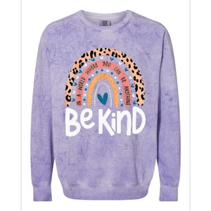 Be Kind Anti Bullying Orange Unity Day Leopard Raibow Colorblast Crewneck Sweatshirt