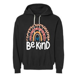 Be Kind Anti Bullying Orange Unity Day Leopard Raibow Garment-Dyed Fleece Hoodie